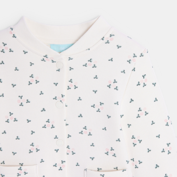 جاكيت تيدي من الميلتون أبيض بنقشة الأزهار للفتيات الصغار